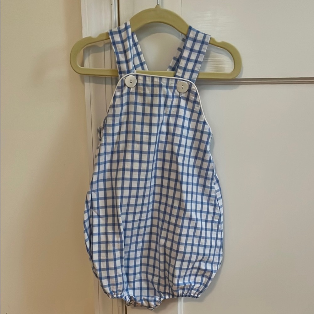 Blue Gingham Baby Romper Sunsuit